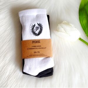 Pink Victoria's Secret Crew Socks 2 Pairs